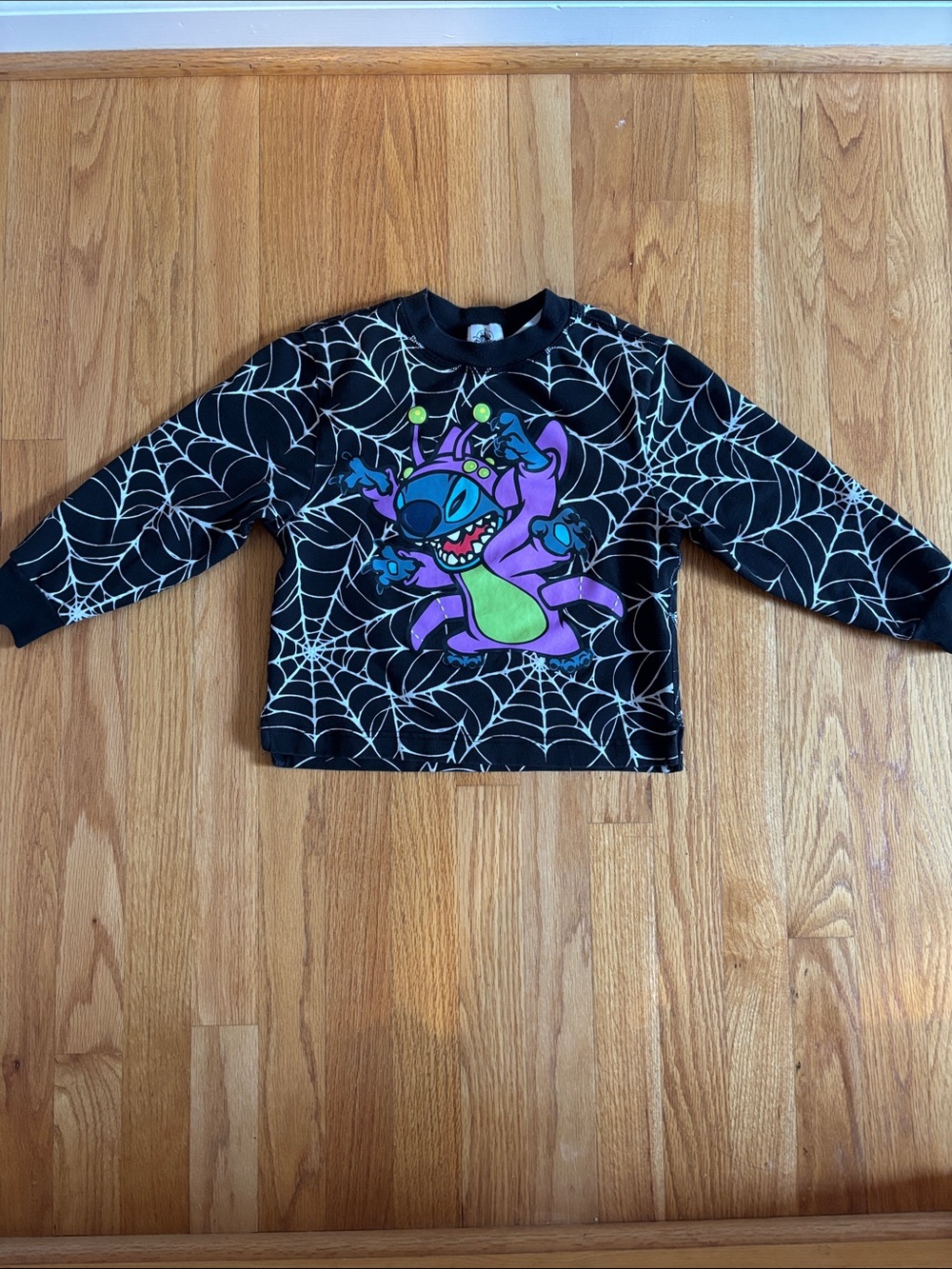 Disney Cruise Line Black Spiderweb Sweatshirt with Stitch Monster